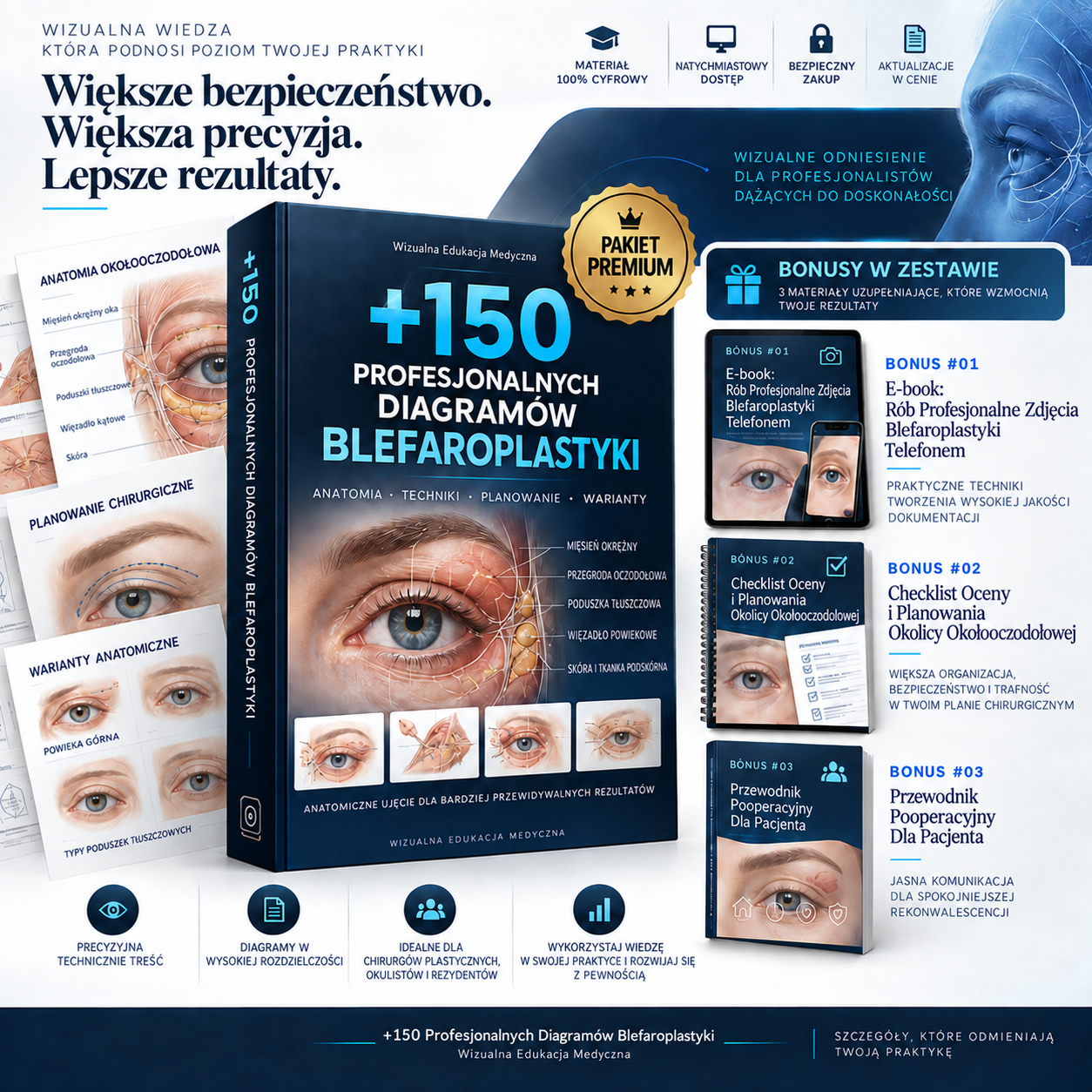 +150 Profesjonalnych Diagramów Blefaroplastyki